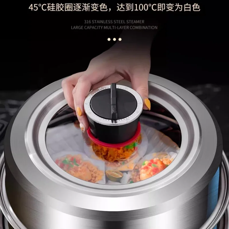 Timing Steamer cooker 316 Stainless steel Steamer pot multilayer pots for cooking Hotpot Double boiler Home appliance