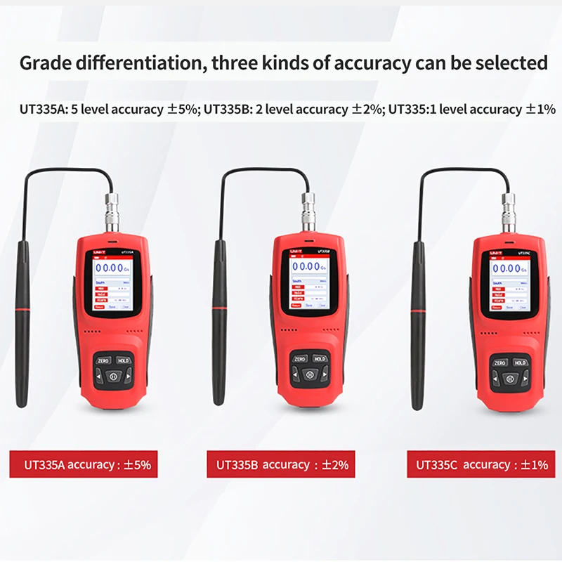 UNI-T UT335A UT335B UT335C Handheld Digital Gauss Meter 0-3000mT Automatic Manual Zeroing For Magnetic Field Detection digital tesla meter