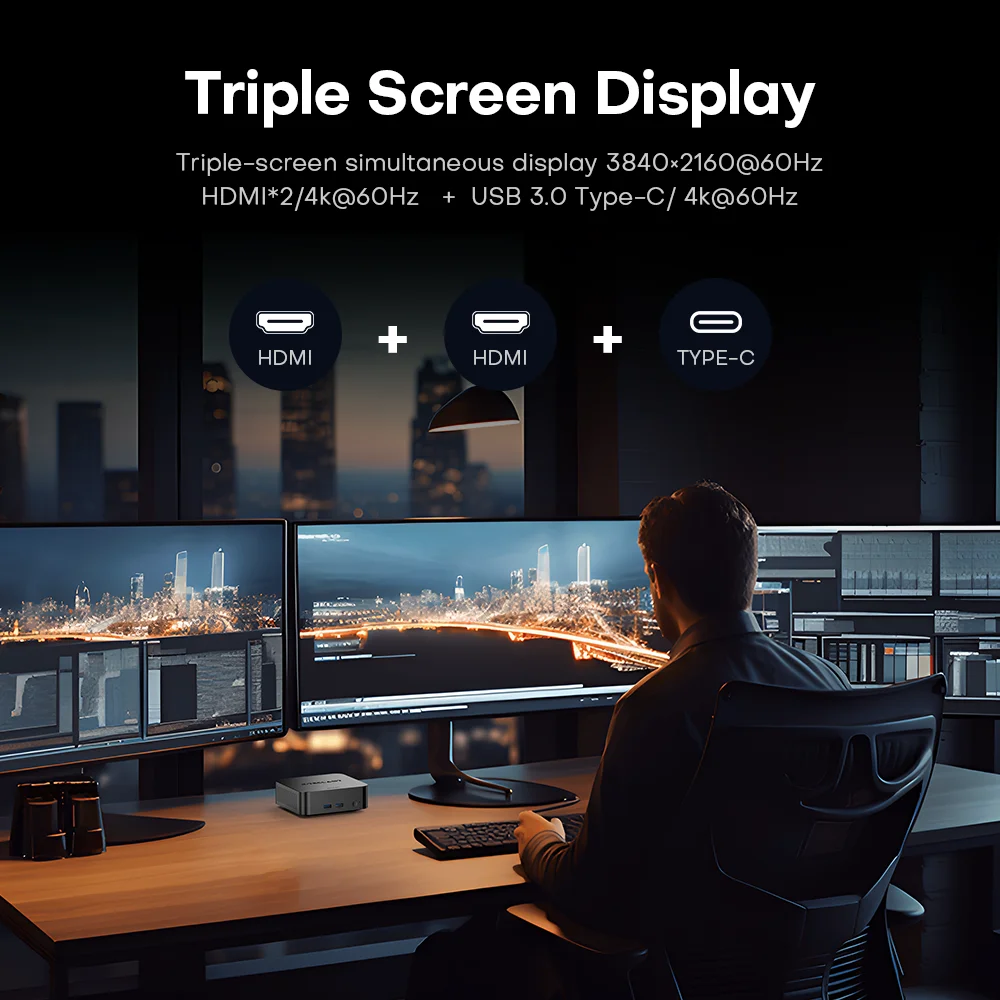 Teclast N20 Pro Mini PC Intel N95 12th Gen Processors DDR4 16GB RAM 256GB/512GB/1TB SSD WiFi BT 4K HD Desktop Computer Portable