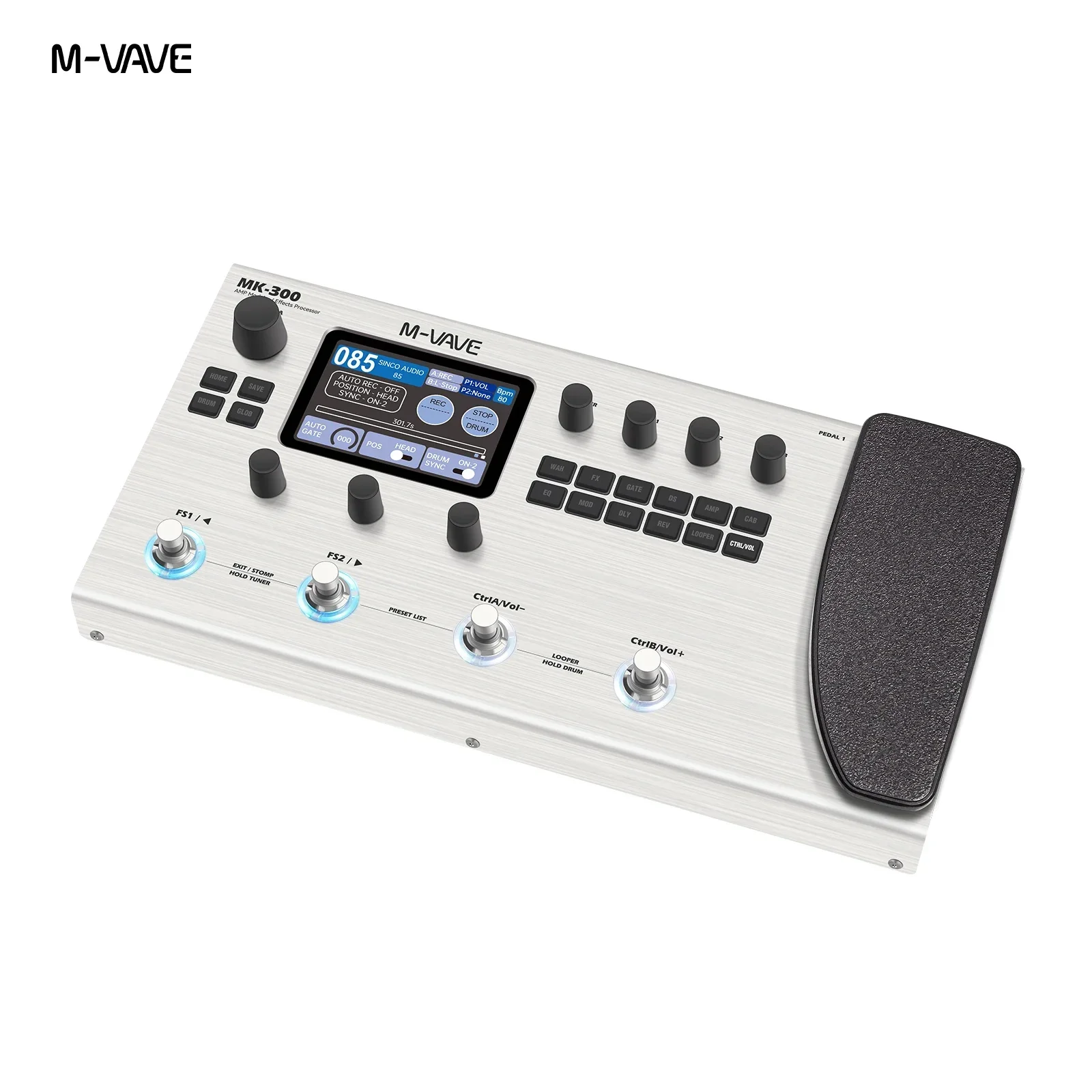 M-VAVE MK-300 Guitar Bass Multi-Effect Processor ANN Neural Modeling With 150s Looper 128 Drums MIDI DAW 120AMP 10h Battery