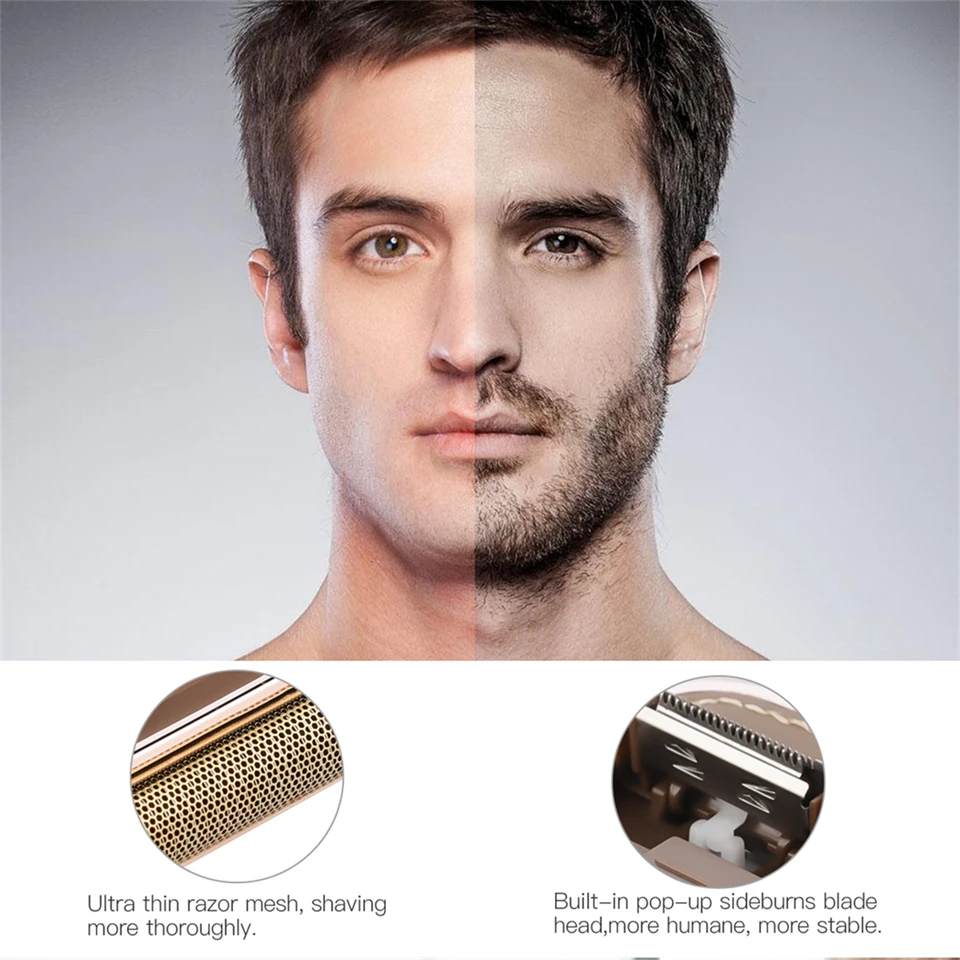 Professional Men's Shaver Cordless Beard Trimmer Rechargeable Razor Mini Leather Portable Electric Shaving Machine_voghion.com