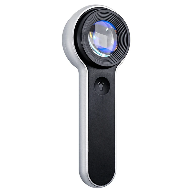 

White And Purple Magnifying Glass Portable USB Charging For Jewelry Reading +LED Light