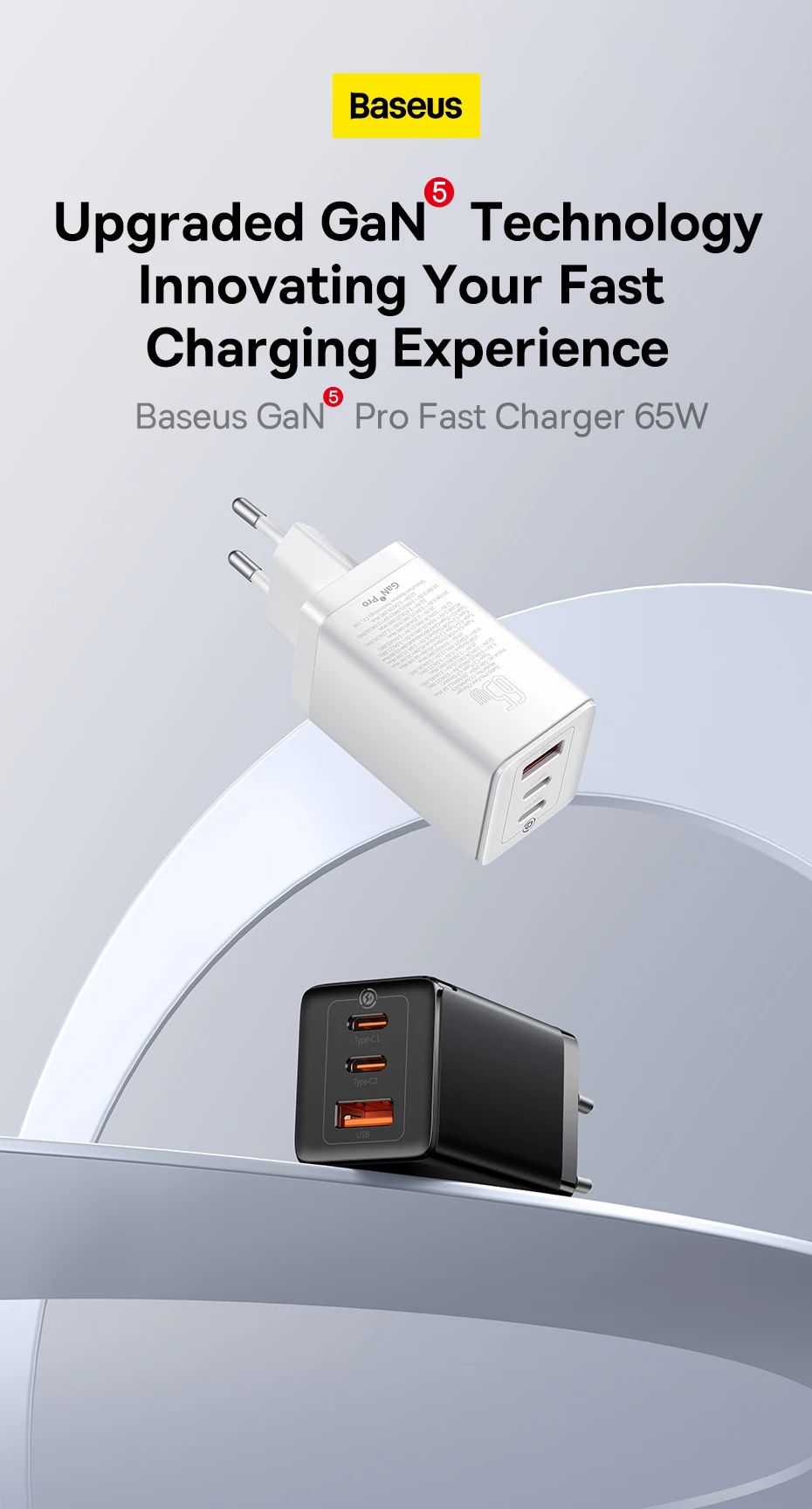Buy Baseus GaN5 Pro 65W 2C+U Fast Charger Price In Pakistan available on techmac.pk we offer fast home delivery all over nationwide.