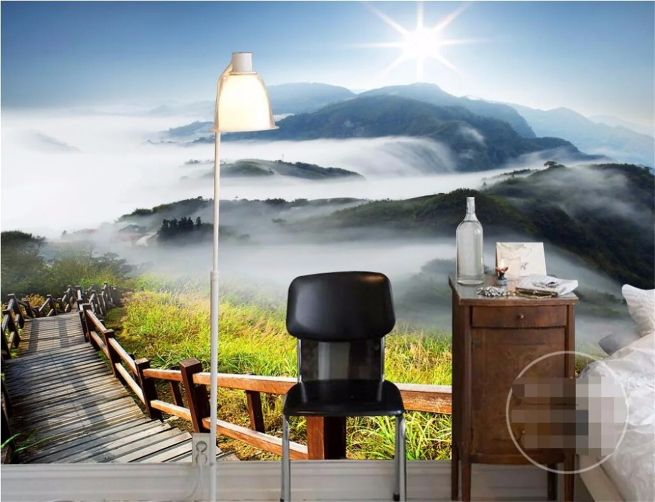 

beibehang custom photo wall paper Luxury Quality Plank road clouds mountains sunlight beauty backdrop 3d large wallpaper mural