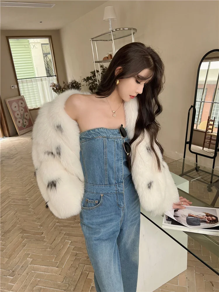 Full Pelt Leather Fox Fur Coat Female Winter Fashion Luxury Young Short Loose Thick Warm Fur Spot Casual Jackets Women's Clothes