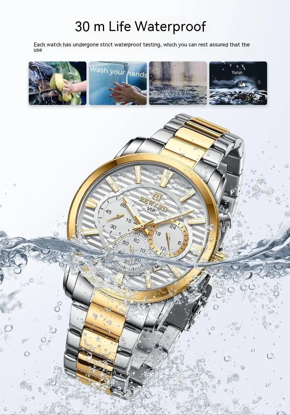 Nouvelle montre récompense nouvelle montre de sport multifonctionnelle bracelet de montre en acier inoxydable pour hommes montre étanche horloge lumineuse 24 heures_voghion.com