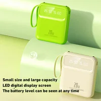 20000mAh Mini Power Bank 4in1 Cable Portable Charger Fast Charging LED Digital Display Poverbank External Battery Mobile Power 2