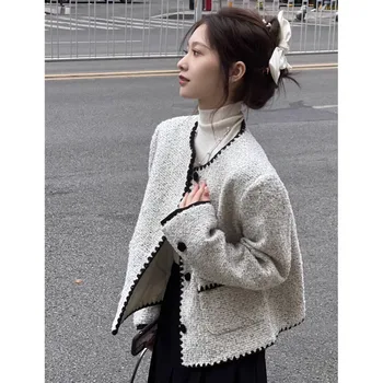우아한 짧은 겉옷 여성 봄과 가을 2023 새로운 하이 엔드 사교계 기질 작은 겨울 높은 감각
