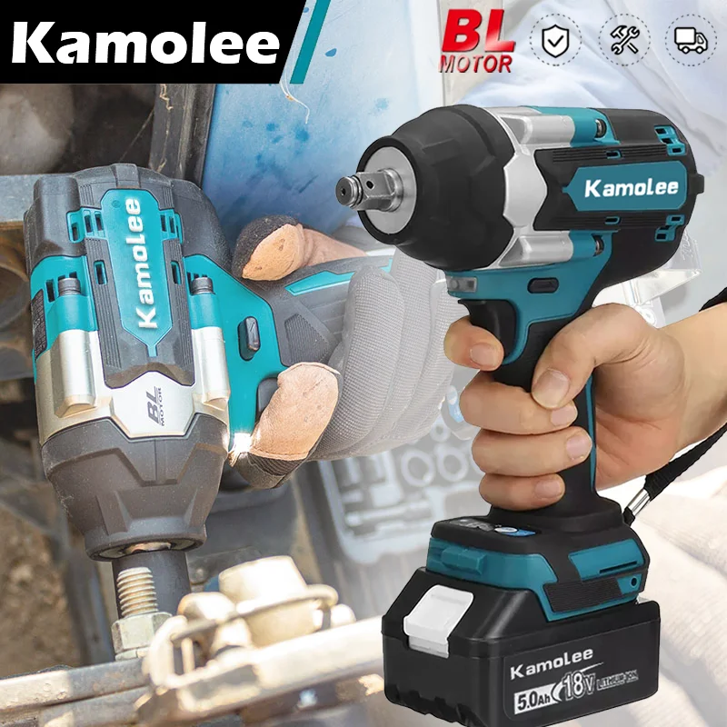 

Kamolee 1800N.m DTW700 High Torque Brushless Electric Impact Wrench Rechargeable Wrench Cordless For Makita 18v Battery