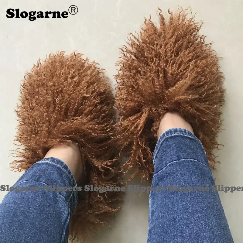 Women\'s Autumn Winter Fur Slippers Plus Size Woman Luxury Furry Faux Fur Slippers Plush Warm Home Cotton Shoes Indoor Fur Slides