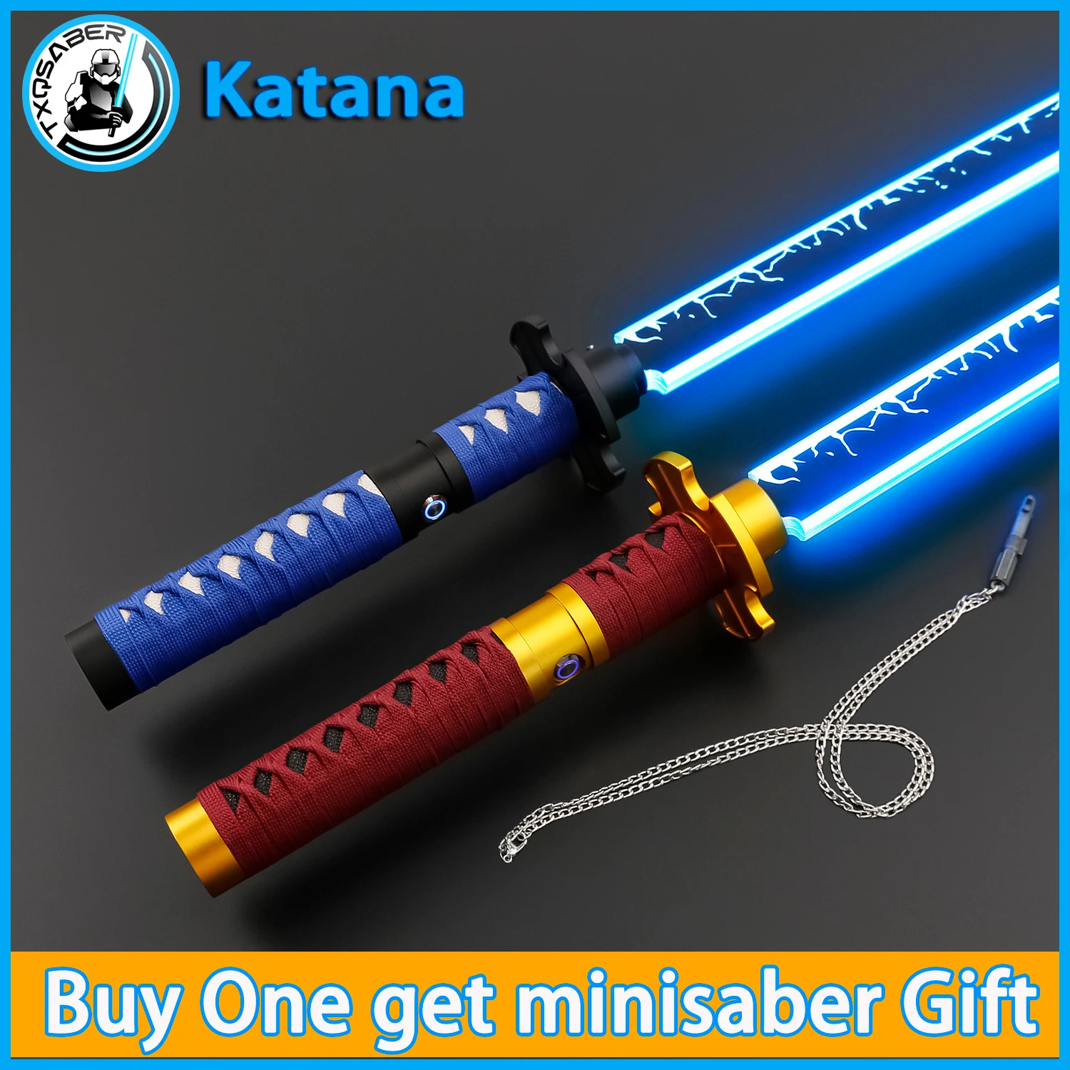 TXQSaber Katana Lightsaber RGB Heavy Dueling Premium NeoPixel Laser Sword Bluetooth Control Smooth Swing Metal Hilt Jedi Swords