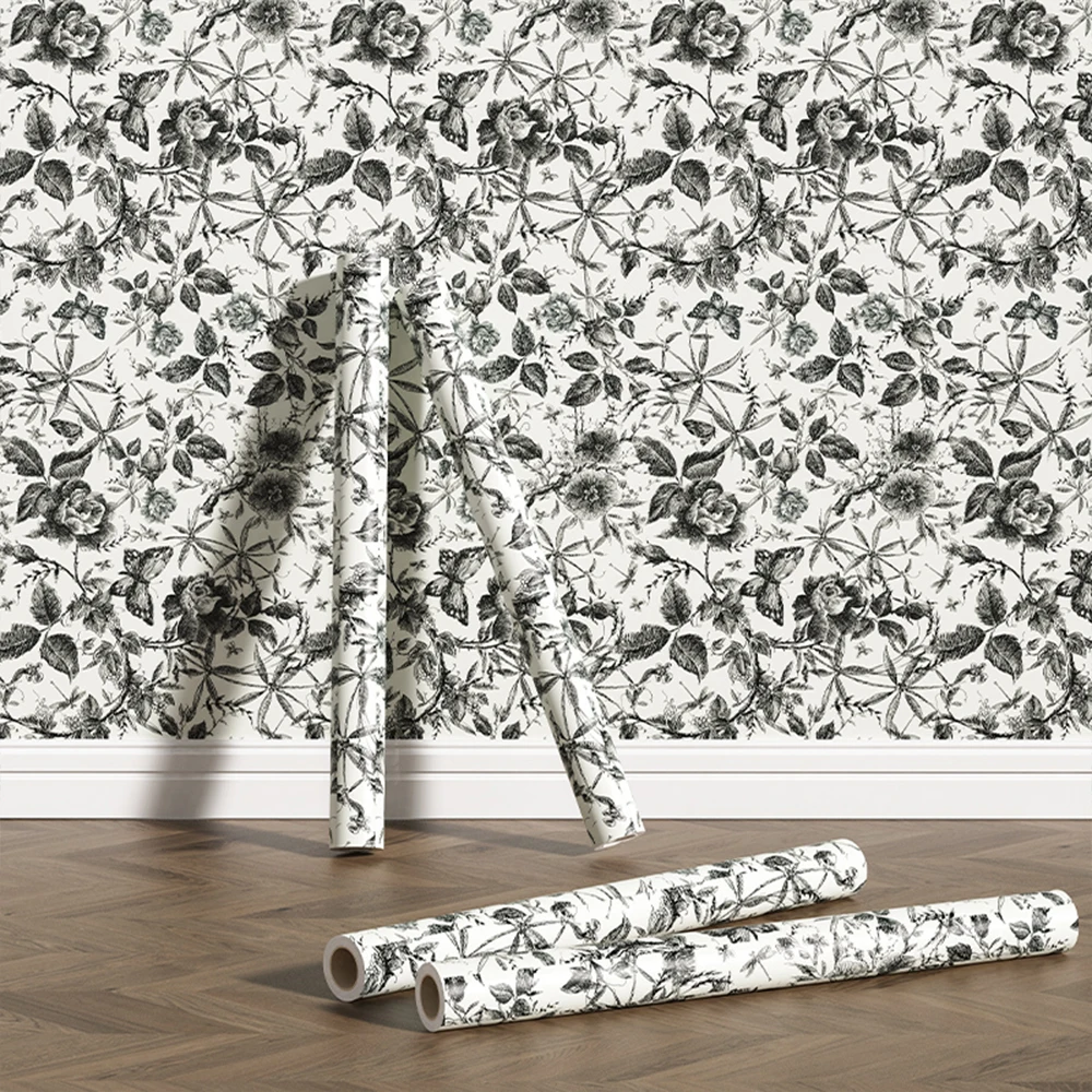 Retro Vintage Floral Peel And Stick Wallpaper Removable Scratch Resistan Wallpaper Furniture Cabinet Sticker Self Adhesive Paper