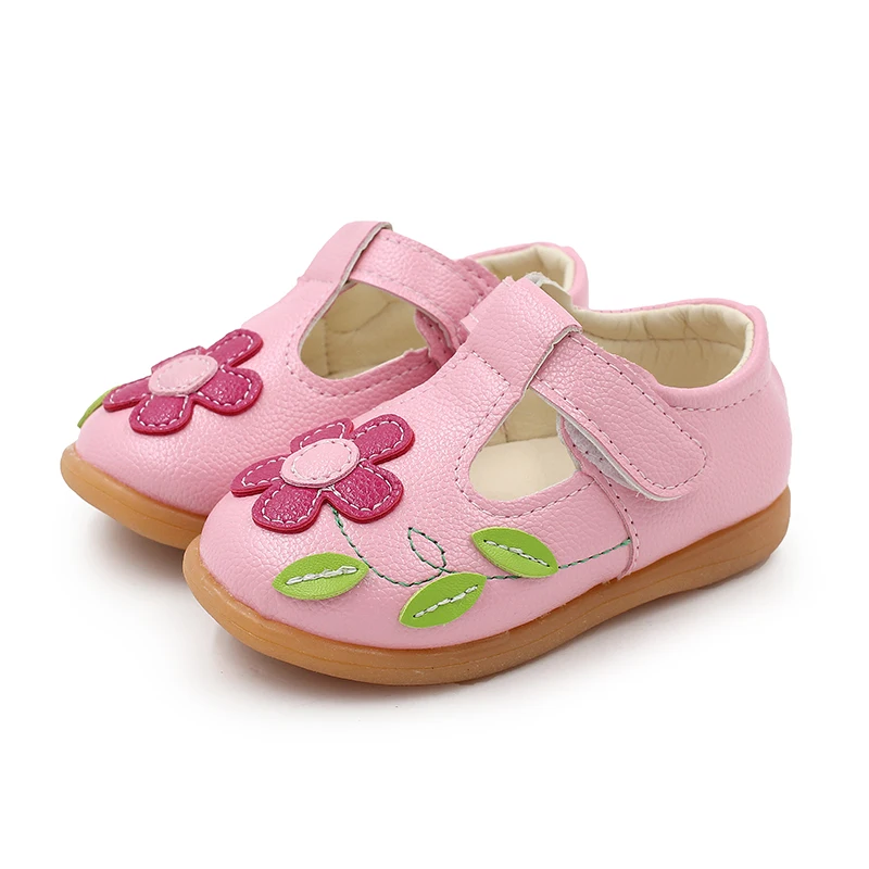 Children Leather Shoes Sweet Chic Princess Shoes for Girls Walking Causal Hollow-out Kids Fashion Flat Non-slip Hook Loop