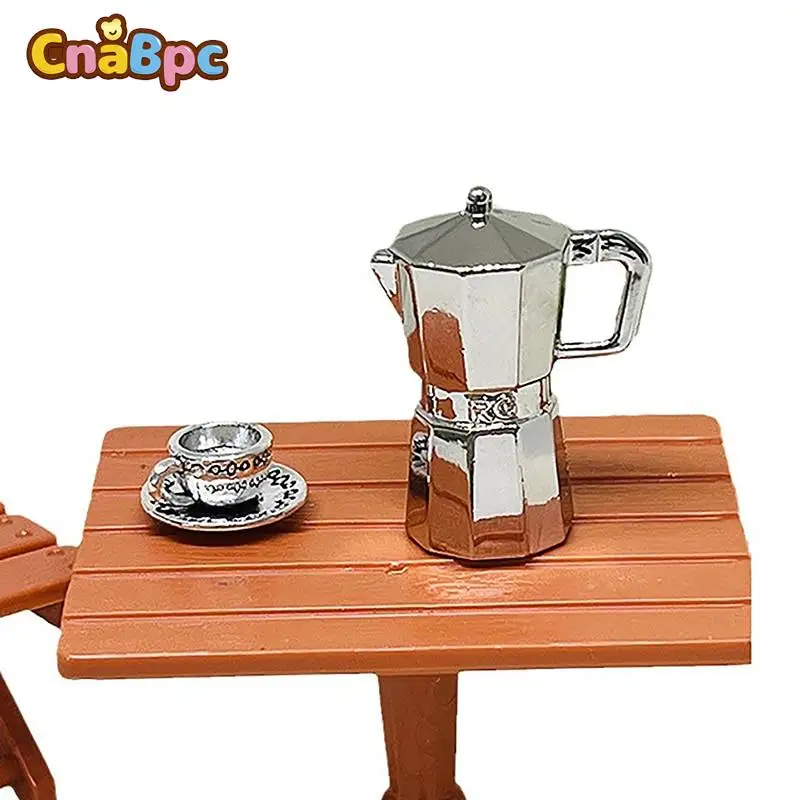 

1:12 Dollhouse Miniature Metal Coffee Pot Kettle Moka Pot Kitchen Home Model DIY DollHouse Kitchen Coffee Shop Decor Accessories