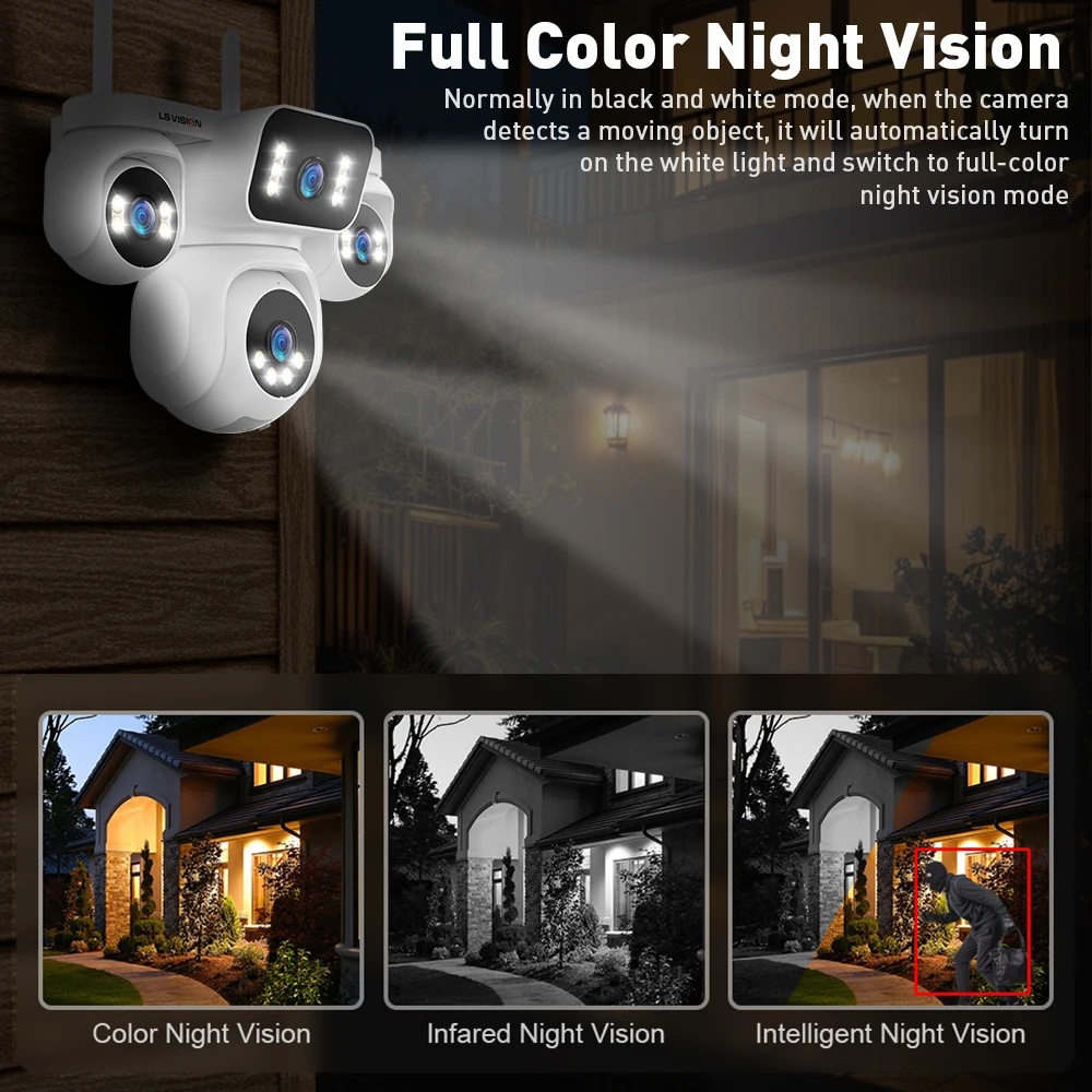 LS VISION 10K 12XZoom Four Screen CCTV WiFi Camera Security WIFI Outdoor PTZ Camera Human Auto Tracking Surveillance IP Cameras 6