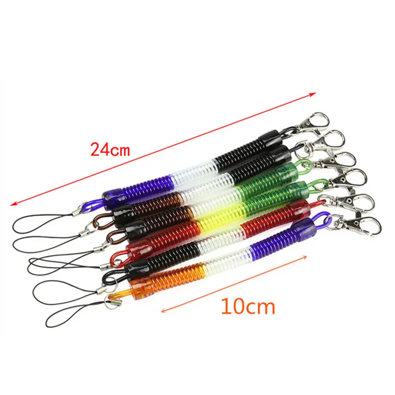 100pcs Black Retractable Keychain Spring Coil Spiral Stretch Key Chain Keyring Rope Men and Women