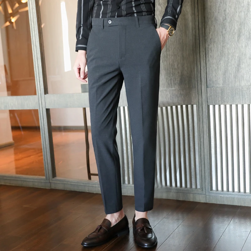 Business Pants Suit Pants Men Pants 28-44 Brand Boutique Fashion Pure Color Men's Casual Business Office Suit Pants