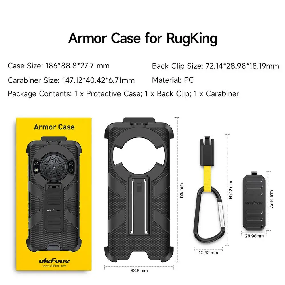 Rugged Back Clip Phone Case with Carabiner Attachment