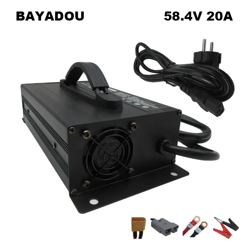 

48V 20A LiFePO4 Battery Fast Charger 16S 58.4V 25A 30A 15A LFP Iron Phosphate Golf Cart Forklift Ebike RV Energy Storage Charger