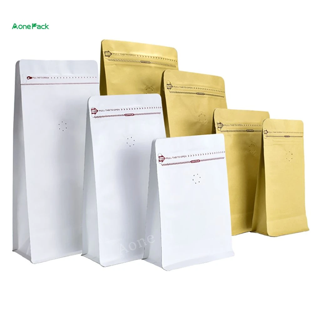 Bolsa de embalaje de granos café de Papel Kraft con válvula unidireccional, bolsa para polvo, embalaje para aperitivos y té, 4oz, 8oz, 16oz, 32oz, 50 piezas, venta al por mayor|Bolsas de