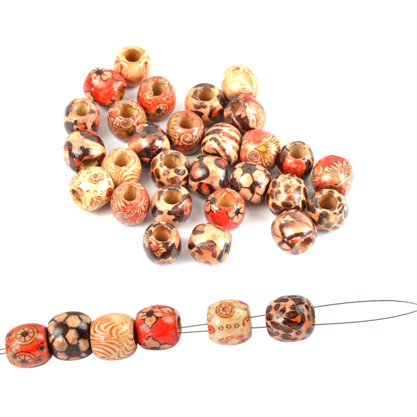 100개 헤어 비즈 큰 구멍 나무 비즈 패션 드레드락 비즈 링 브레이딩 헤어 및 목걸이 팔찌 쥬얼리 액세서리