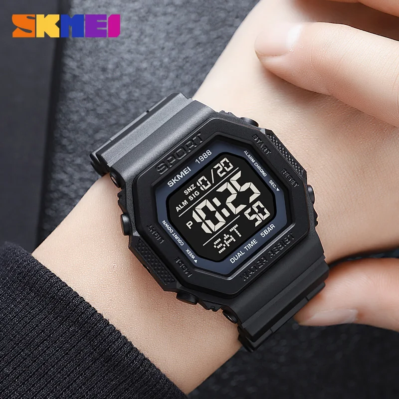 SKMEI Original Brand Waterproof Sports Wrist Wartch Luxury Stopwatch Countdown with Date Digital Clock Fashion Men\'s Watches