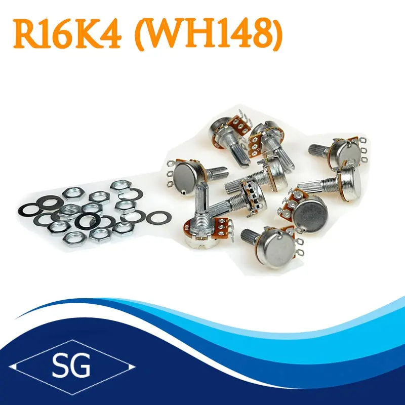 Variable Resistors (potentiometers) R16k4, A100k, A10k, A20k, A500k, A50k, A5k, A1k Shaft 20mm