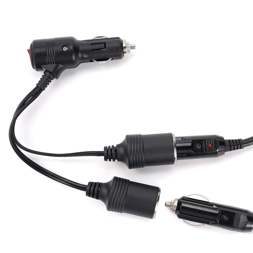 Cigarette Lighter Splitter Universal Adapter On Off Switch Car Cigarette Lighter 1 Male To 2 Female Sockets Y Splitter