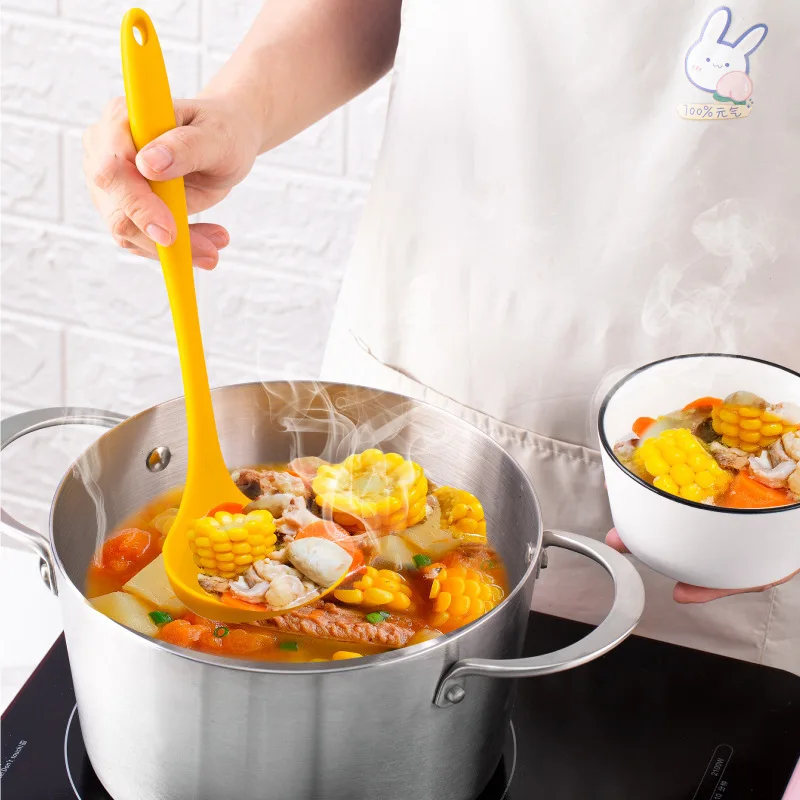 Silicone Heat-Resistant Spatula Soup Spoon Shovel Turner Strainer Kitchen Utensil Cooking Tools Kitchenware 1Pcs