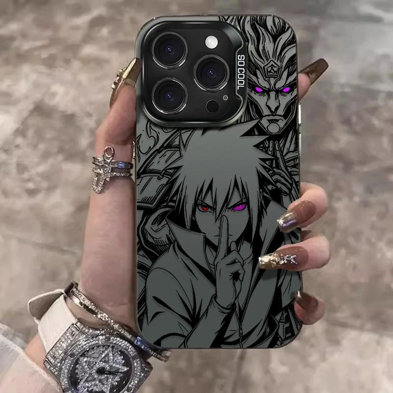 Sleek Matte Phone Case with Trendy Naruto Design Featuring Sasuke and Itachi