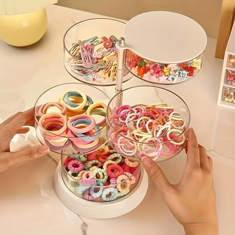 Multi Layer Rotating Transparent Round Jewelry Box for Earrings Studs Necklaces Bracelets Rack Display Shelf Jewelry Storage Box 4