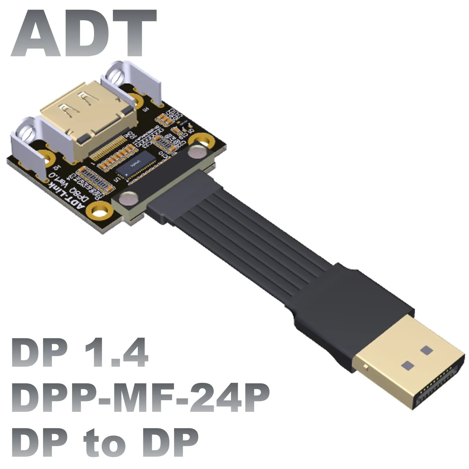 

DP Male to Female Extension Cable Displayport DP1.4 Corner Connection Flat Thin Soft Graphics Card Connection cable ADT