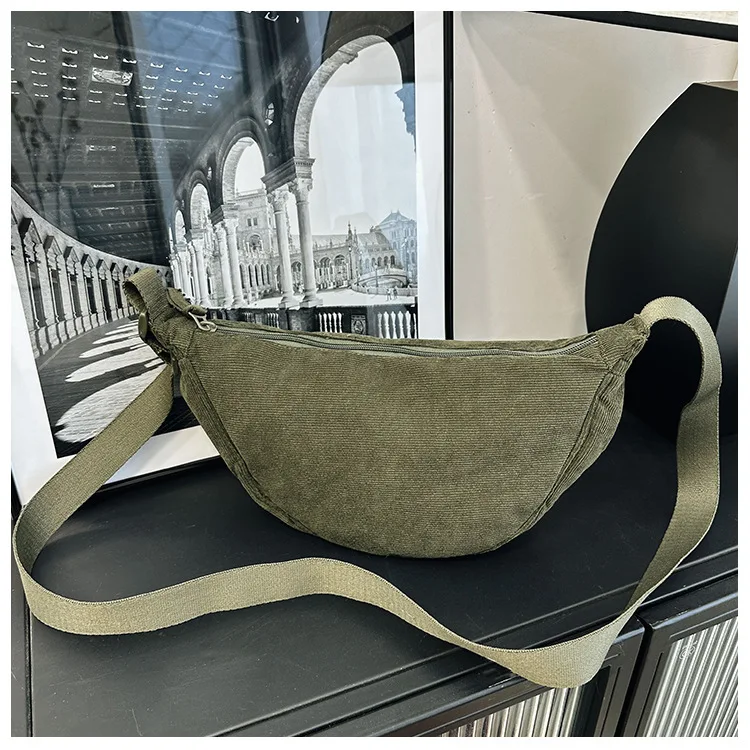 Sac bandoulière femme en velours côtelé – Style rétro, sac épaule décontracté et tendance