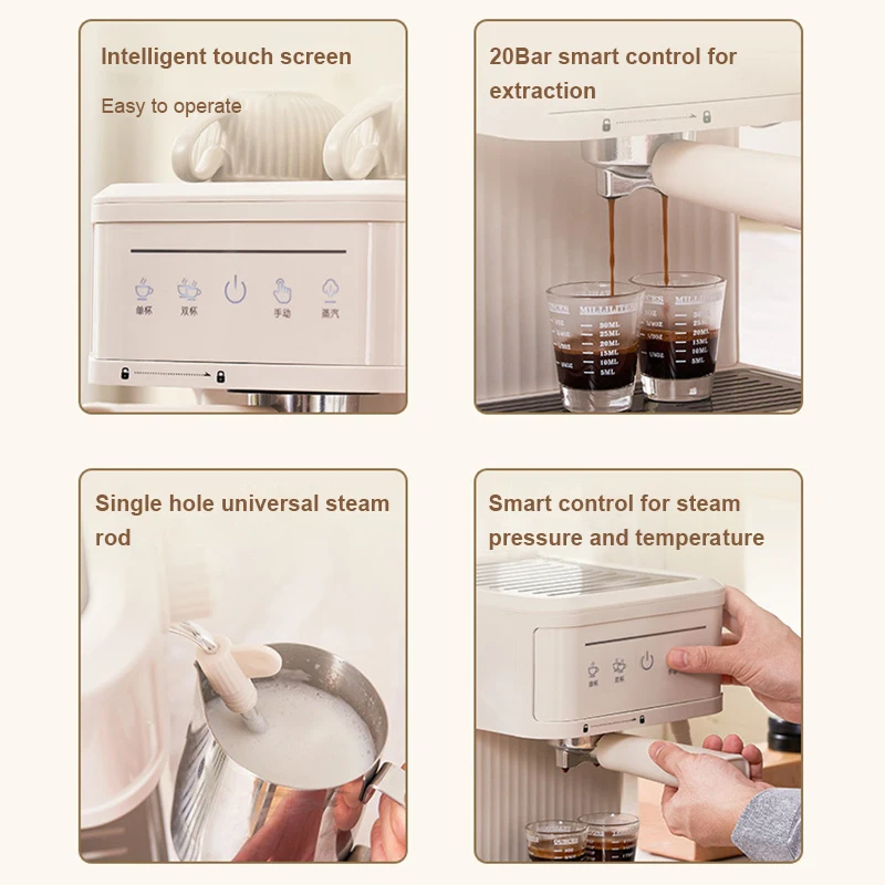 Multifunction Espresso Machine Automatic Milk Frother Foam Latte Steam 20bar Coffee Maker Extractor Cappuccino Brew Pot EU US UK 4