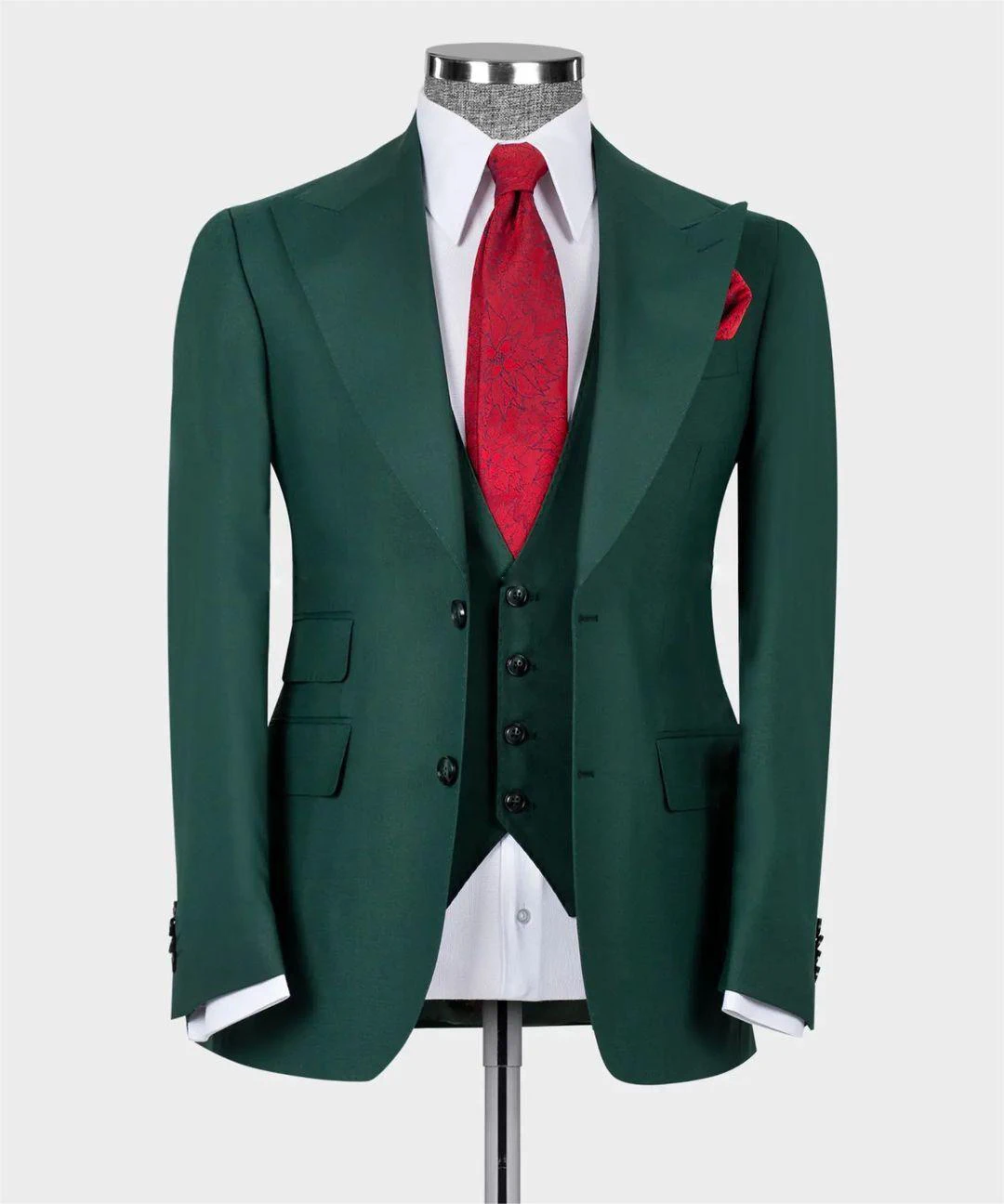 

Green Men's Suit Business Men 3 Pieces Italian Suit Tuxedo Suit Coat Gentleman's Formal Wide Peak Lapel Wedding Groom