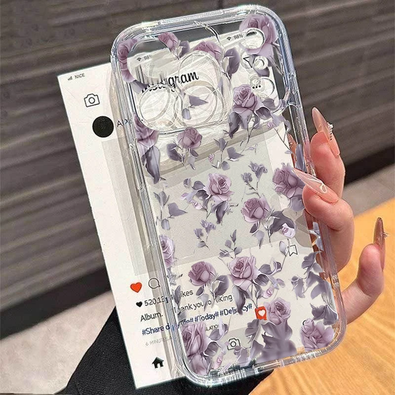 Floral Leaves Clear Phone Case
