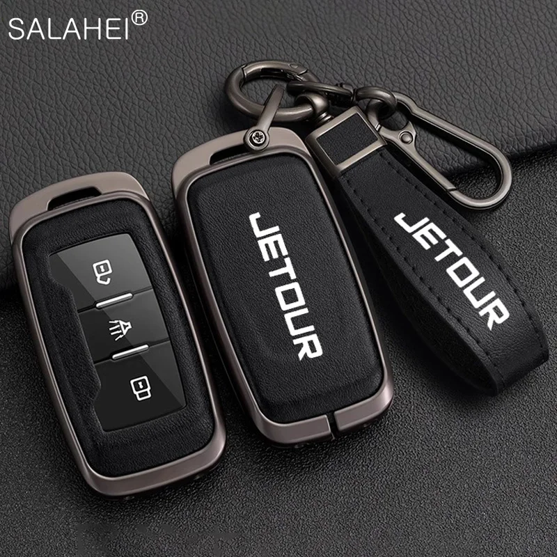 

Zinc Alloy Leather Car Remote Key Fob Case Cover Shell For Chery Jetour X70 X70S X70M X90 Cowin X3 X5 K60 Keychain Accessories