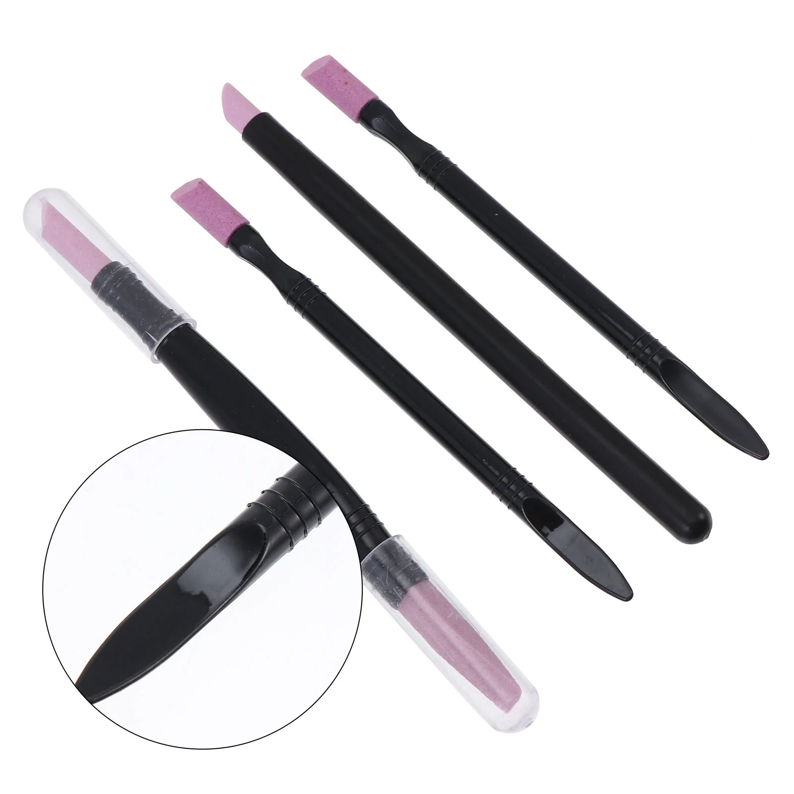 

3pcs Pumice Stone Nail File Double- Headed Nail Polishing Pen Cuticle Remover Trimmer Buffer Pedicure Pen Nail Care Tool