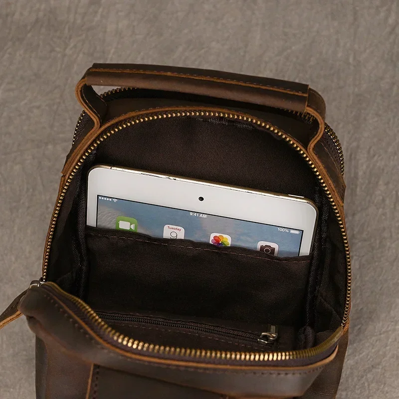 Genuine Leather Crossbody Chest Bag for Men
