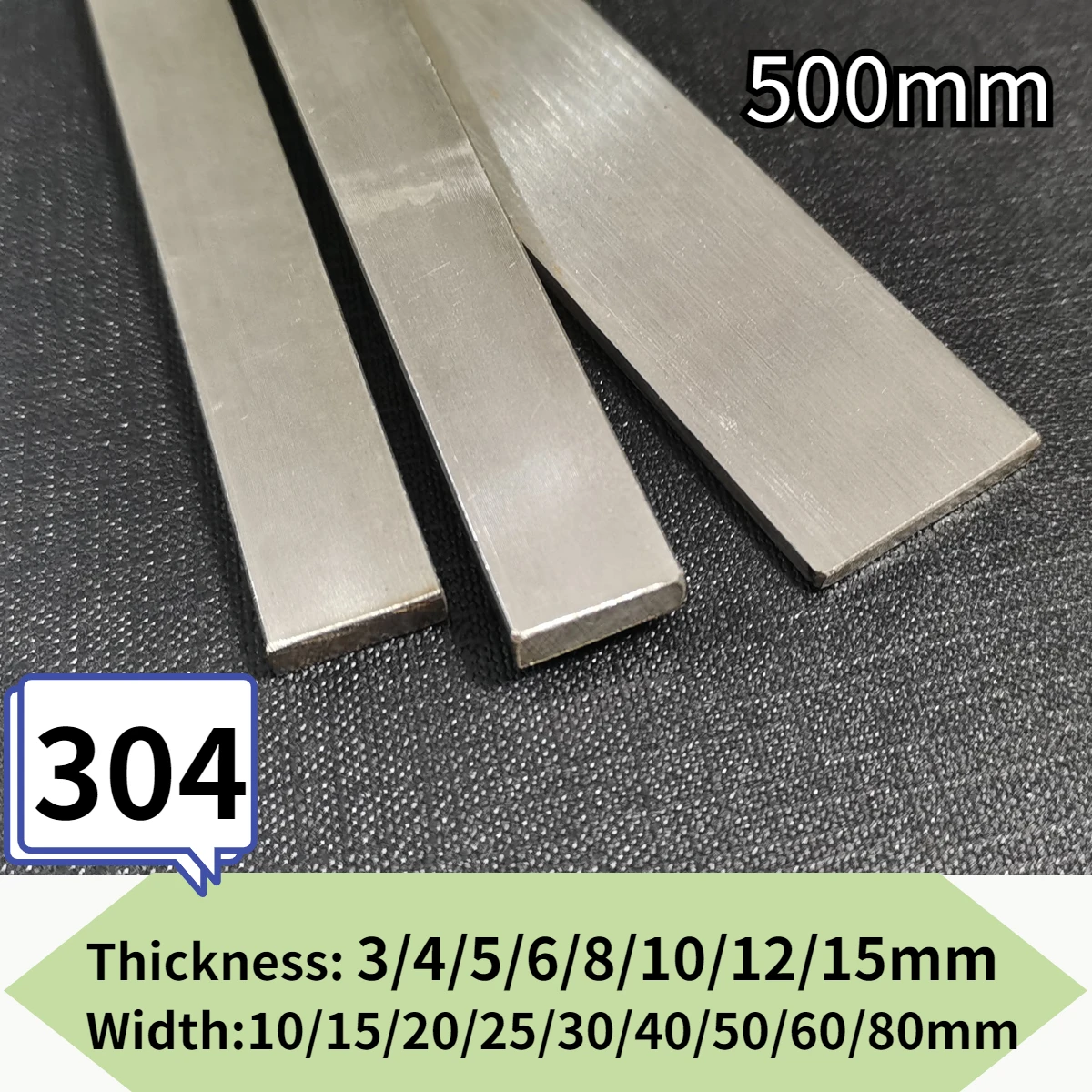 1pc Length 500mm 304 Stainless Steel Bar Plate Rob Flat Steel Thickness