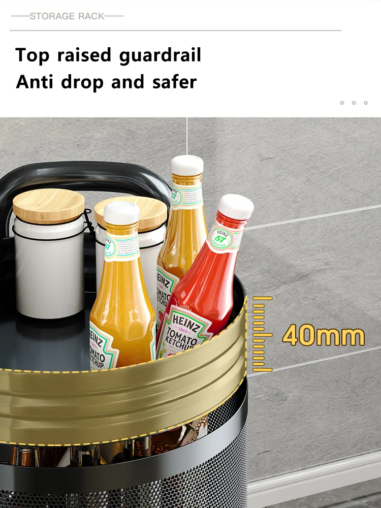 Storage Rack Detachable Rotating Storage Rack Kitchen Floor Multi-layer Shelf Multi-functional Living Room Snack Storage Rack Trolley