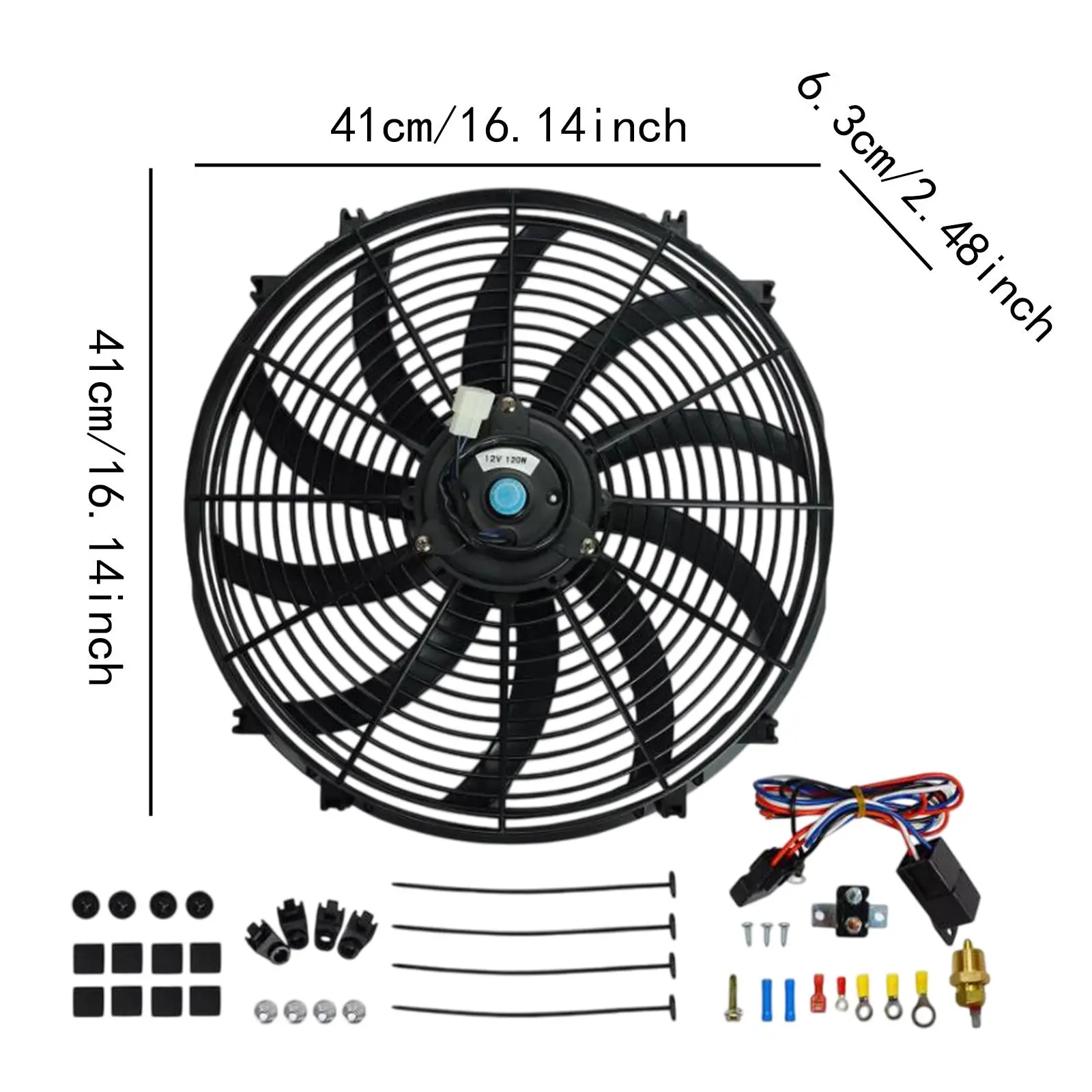 16" Slim Fan Push Pull Reliable Heavy Duty 12V Electric Radiator Cooling Fan