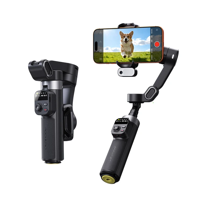 NEW AOCHUAN Smart X3 3 Axis Gimbal Stabilizer With Detachable Remote Built-in 51CM Extension Rod AI Tracking For Video shooting