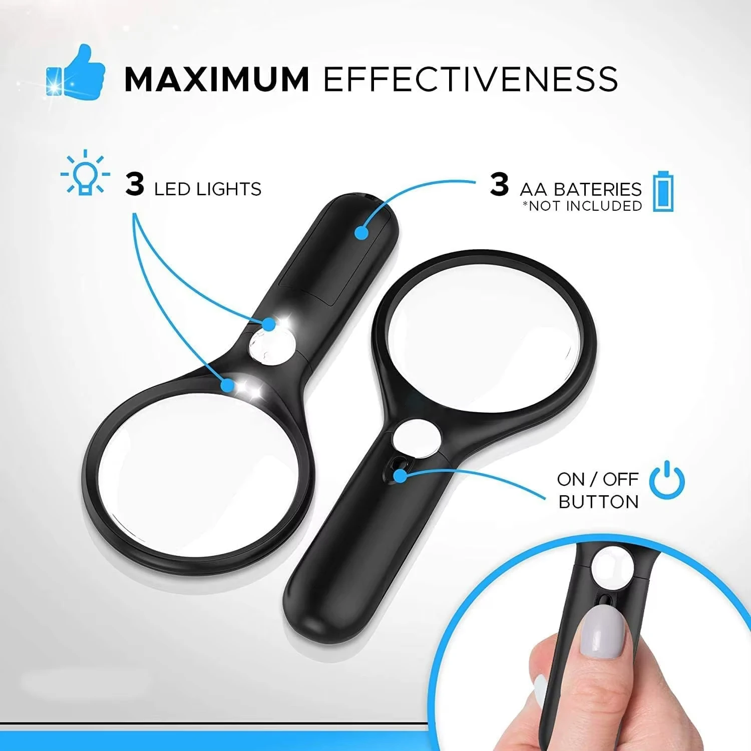 Jewelry magnifier jewelry magnifying glass magnifying glass reading magnifier 45X 3X Professional Magnifying Glass Jewelry Loupe With LED Light Handheld Magnifier Lupa For Coins Stamps Kids Seniors Reading