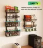 9-Tier Over The Door Pantry Organizer, Pantry Storage and Organization, Black Metal Hanging Spice Rack Seasoning Shelves Door, W 4