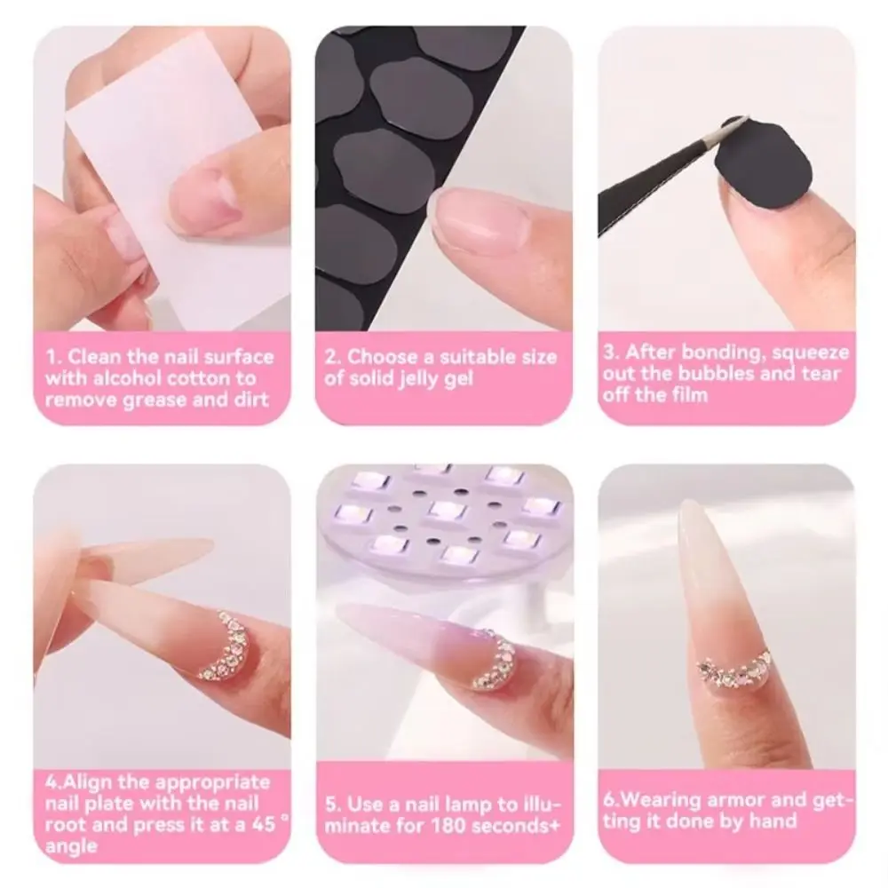 10Sheets/Set Transparent UV Nail Jelly Glue Strong Adhesion Double Sided Nail Glue Sticker Waterproof False Nail Glue