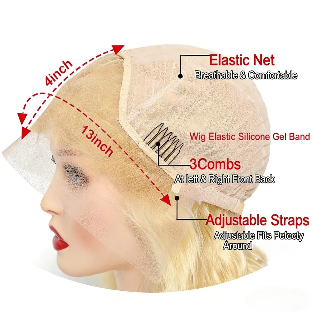 200 Density Honey Blonde Lace Front Wig Human Hair Body Wave Human Hair Wig 13x4 HD Lace Front Wig Lace Front Wig 5