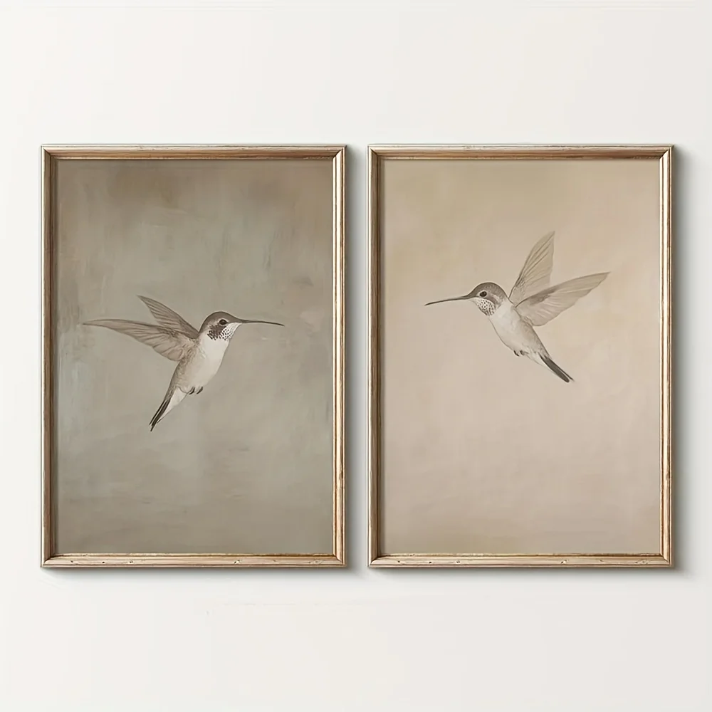 Retro Hummingbird Canvas Set 2