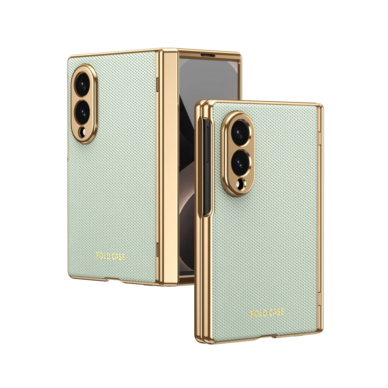 Luxury Leather Phone Case with Golden Border and Steel Hinge Protection