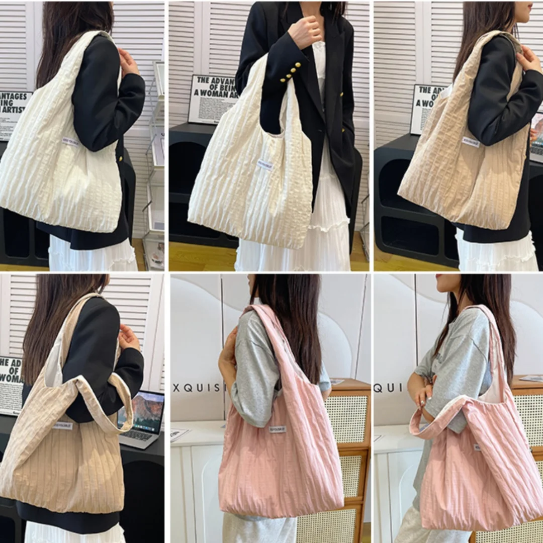 Borsa a Tracolla in Tessuto Texturizzato alla Moda con Cinghia Larga per Donne, Ideale per Lavoro Quotidiano e Shopping, Spaziosa Borsa a Mano con Tasca per Telefono - immagine 6